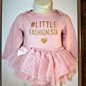 NWT THE CHILDREN’S PLACE pink 6-9 months girls one piece with tutu ruffles.
